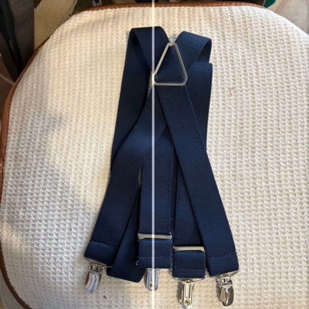 Ctm Men's Suspenders 1.25" -Elastic metal X-Back with Silver Hardware pre-owned